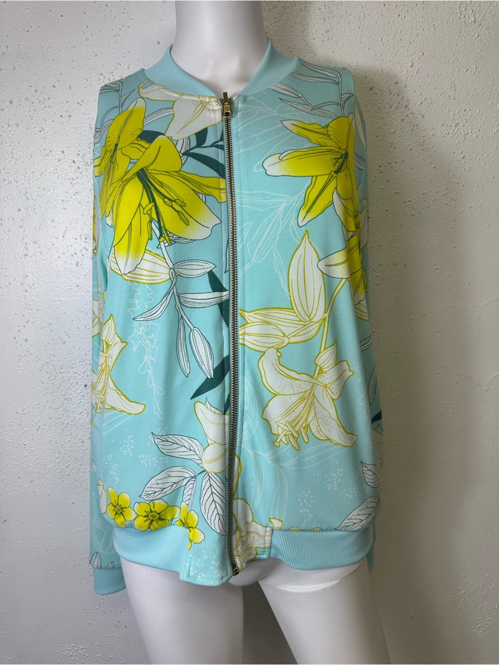 IMAN Floral Bomber Jacket - Aqua & Yellow